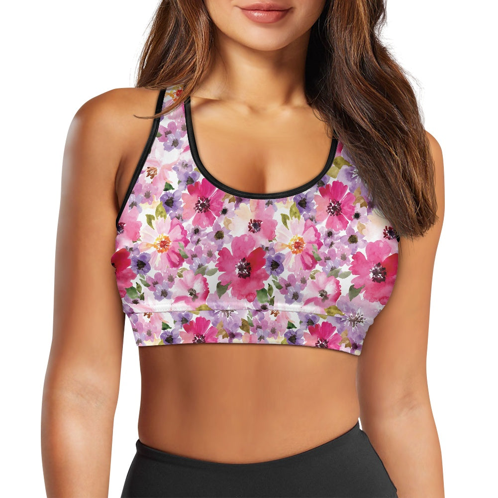 Pink Floral Women's Sports Vest