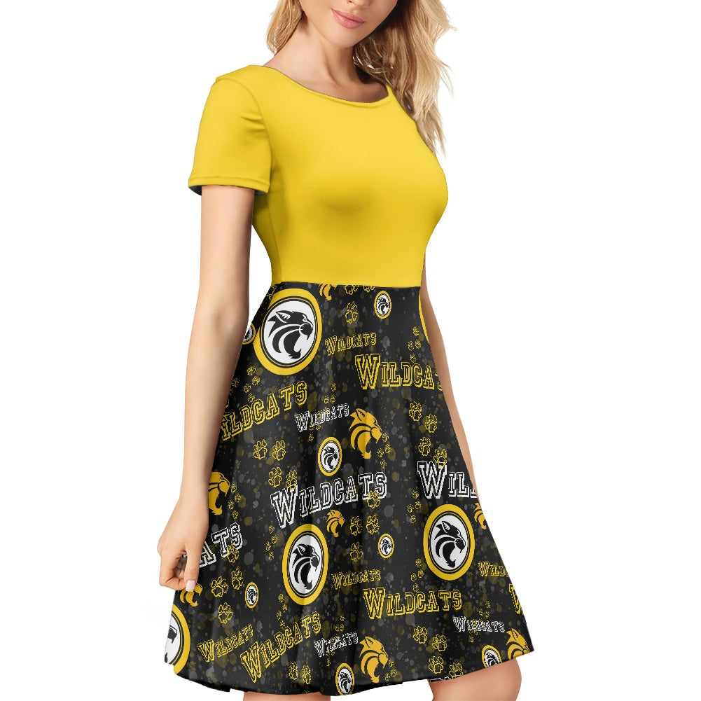 Wildcats All-Over Print Women's Short Sleeve Dress