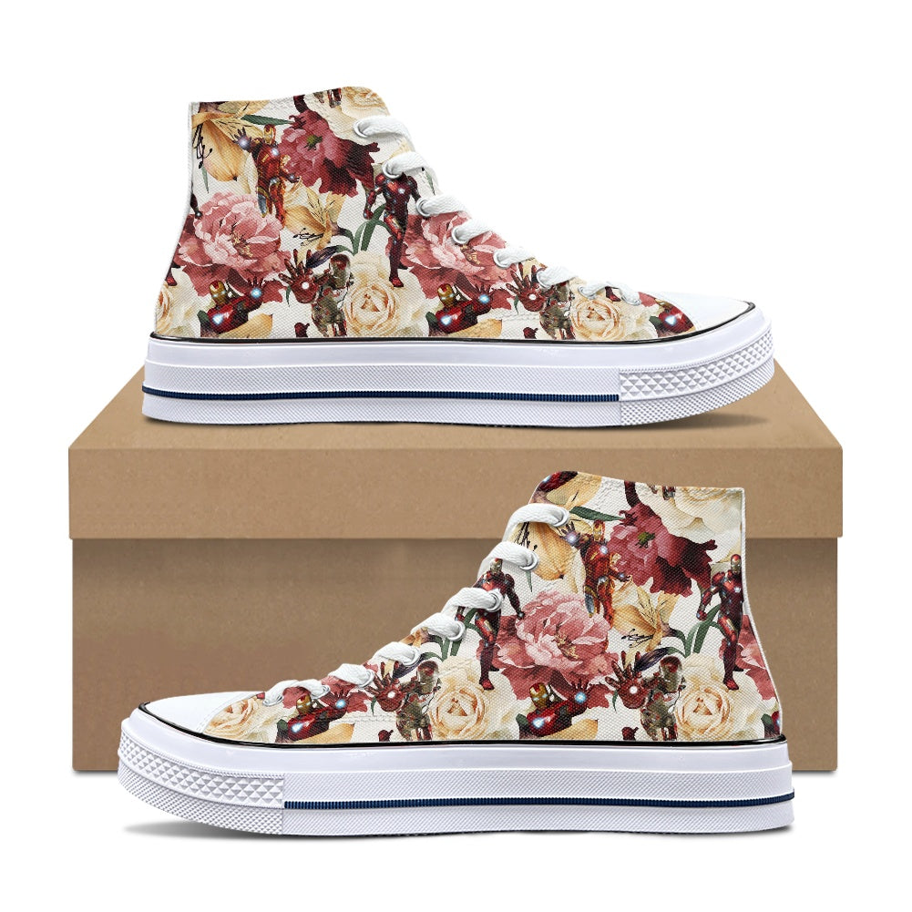 Floral Iron High Top Canvas Shoes