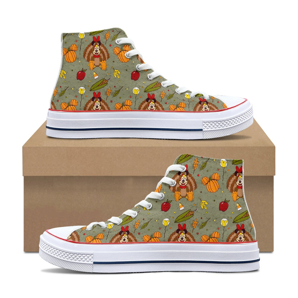 Turkey Mouse High Top Canvas Shoes