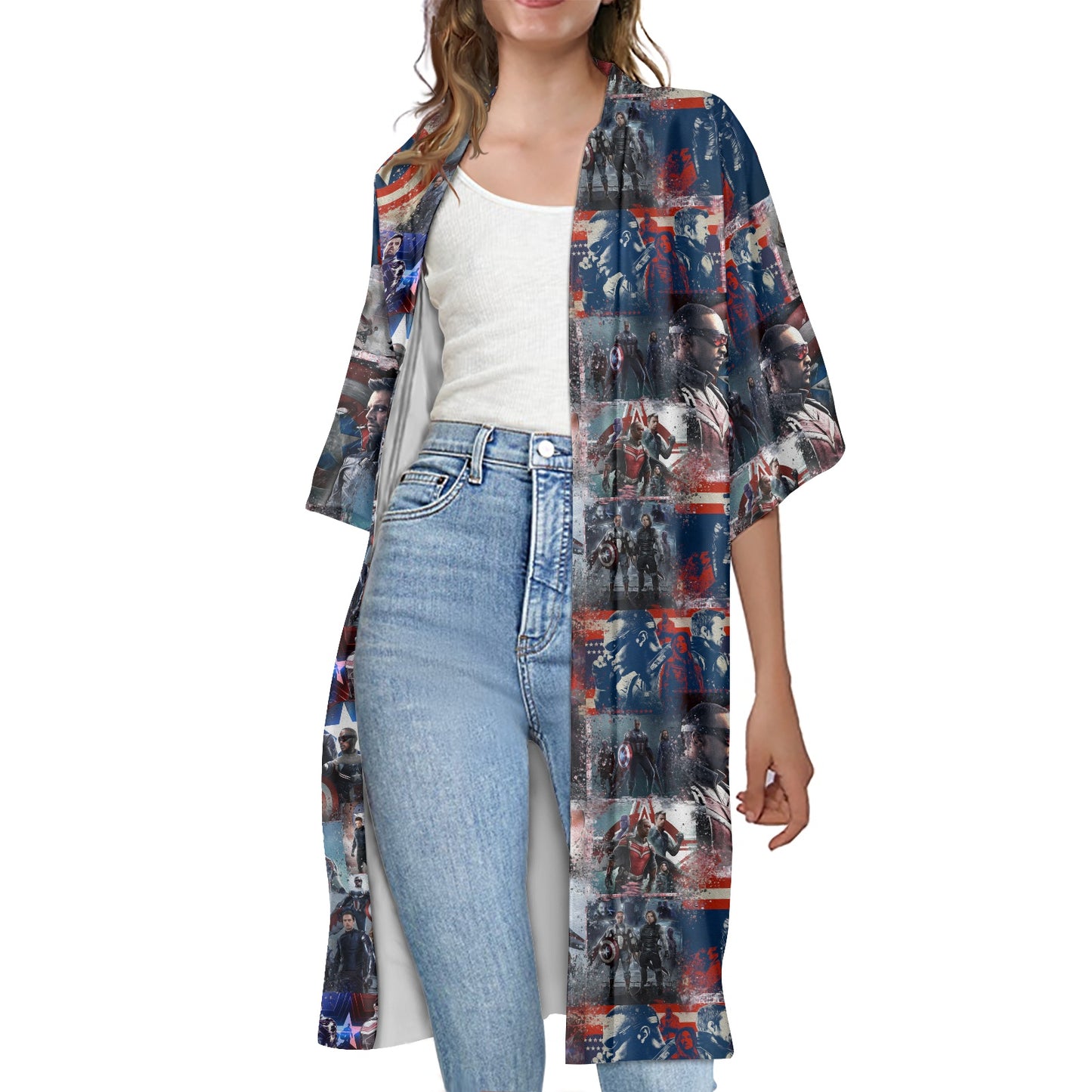 F and W Soldier Women's Half Sleeve Kimono Cardigan