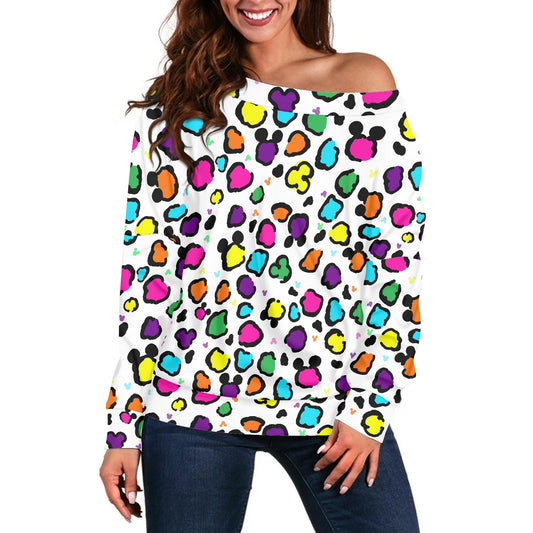 Neon Spots Women's one-shoulder top