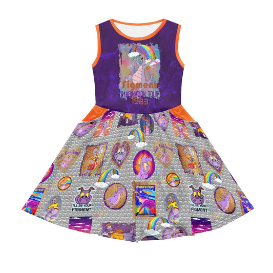 Purple Dragon Girl's dress with pockets