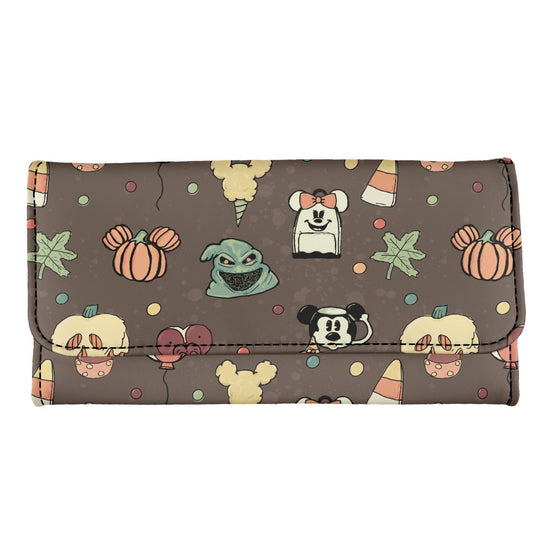 Boho Halloween Brown Long Folding Wallet