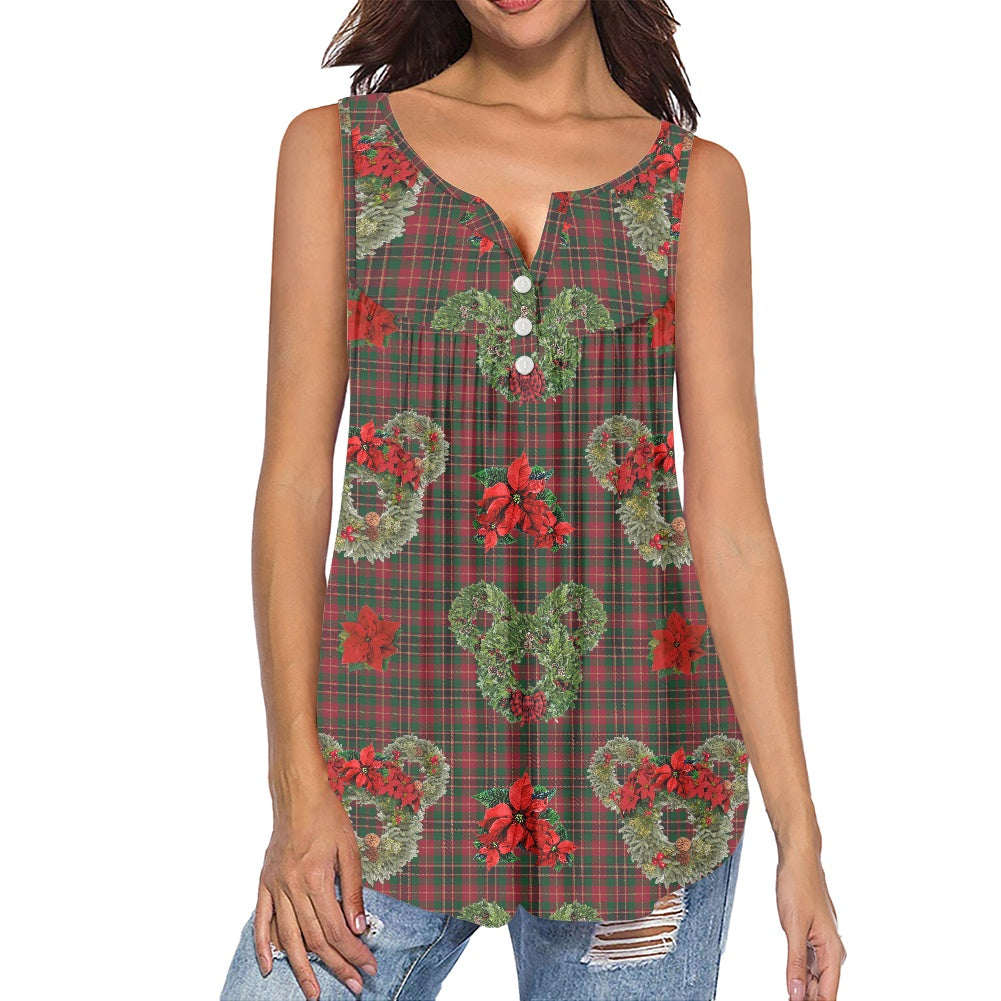 Christmas Wreaths Women's Sleeveless V-Neck Top