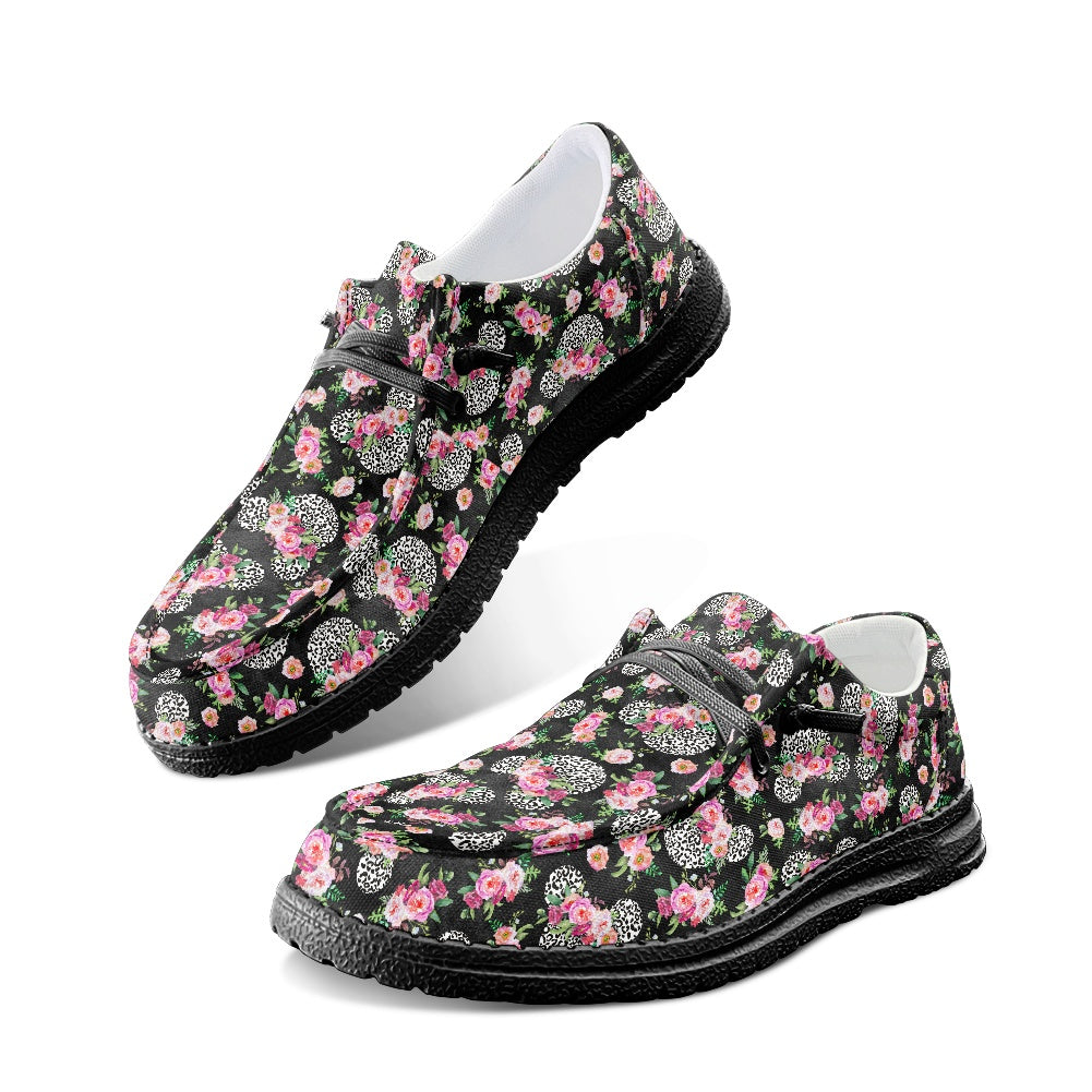 Floral Cheetah Black dude shoes