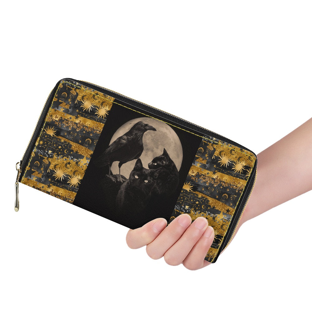 Cats and Raven PU wallet (nylon zipper)