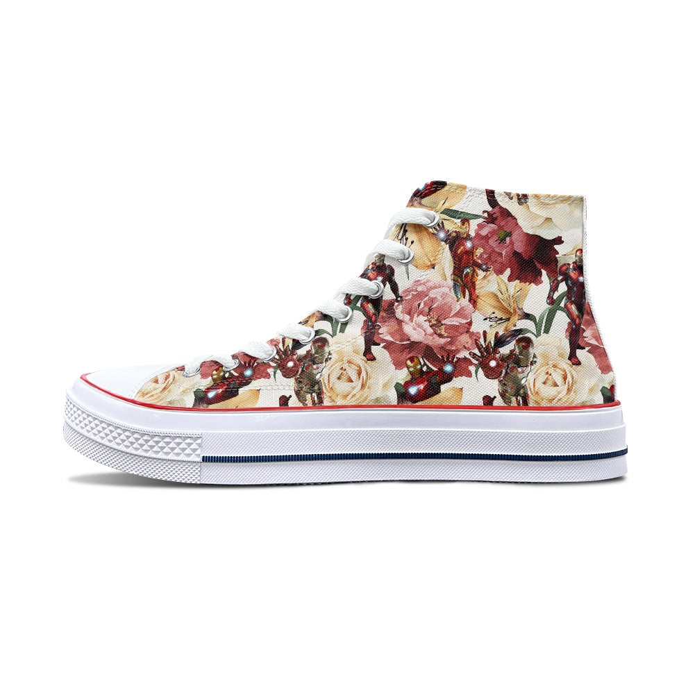 Floral Iron High Top Canvas Shoes