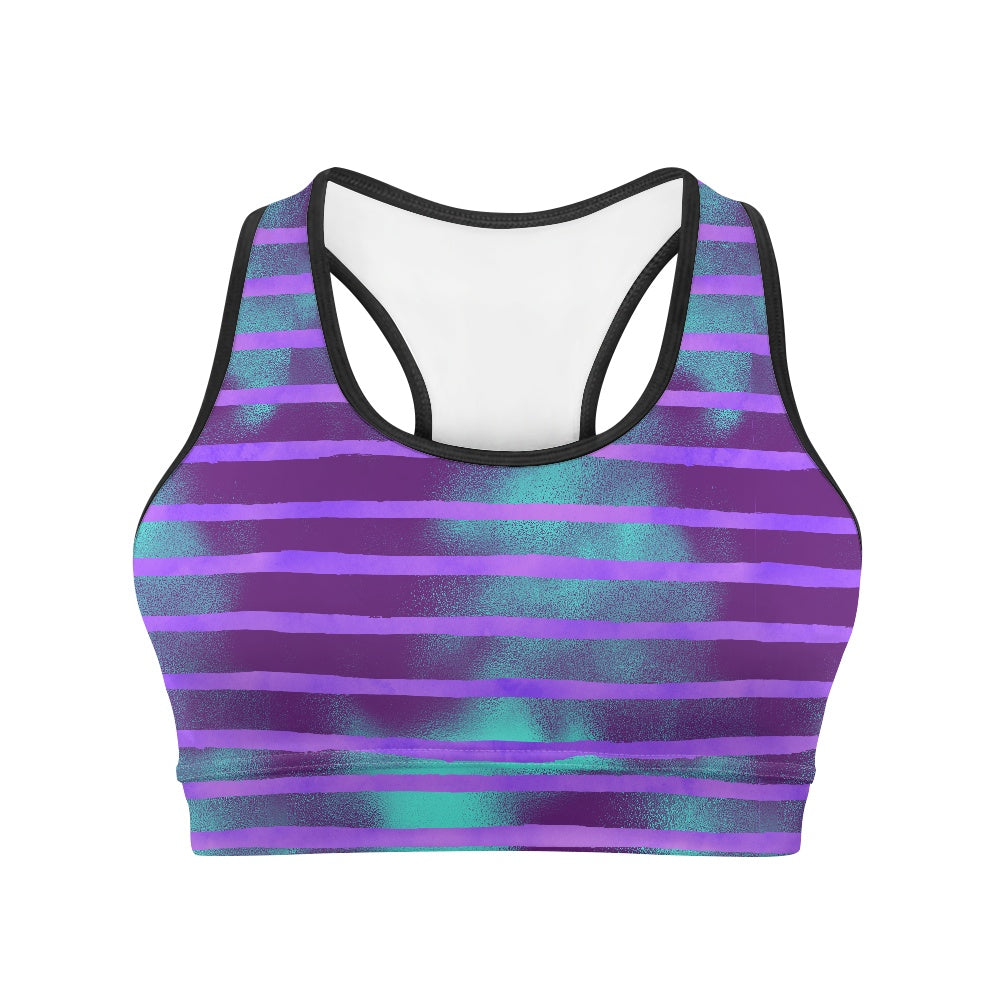 Aqua Purple Stripe Women's Sports Vest