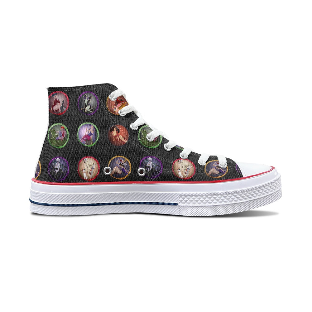 Villain Babes High Top Canvas Shoes