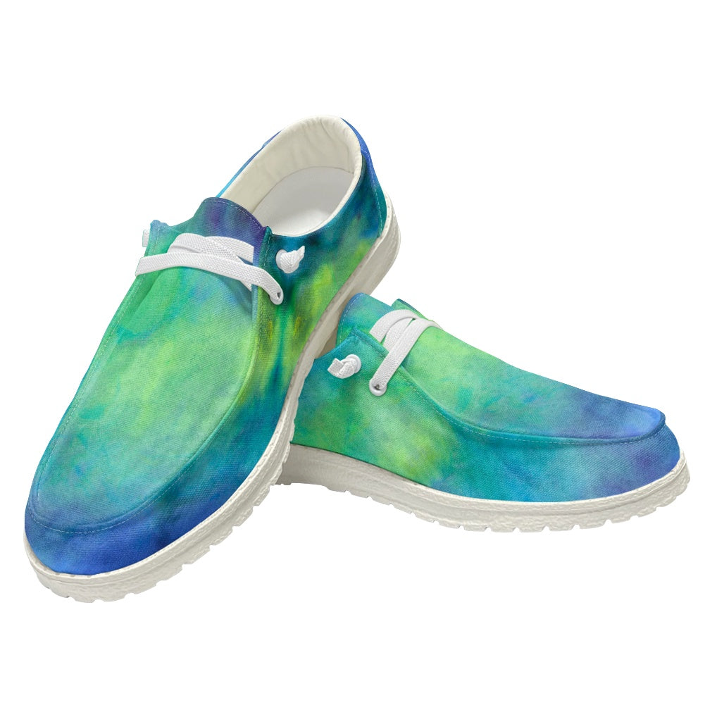 Aqua Tie Dye Men's Lace Up Loafers