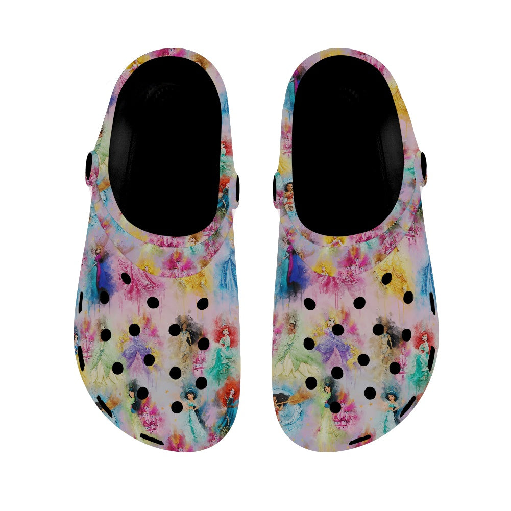 Princess Splatter Adult Crocs Black Sole