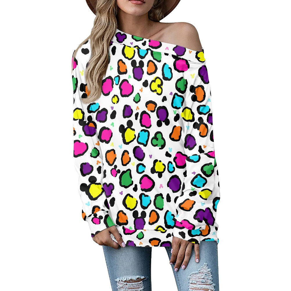 Neon Spots Women's one-shoulder top