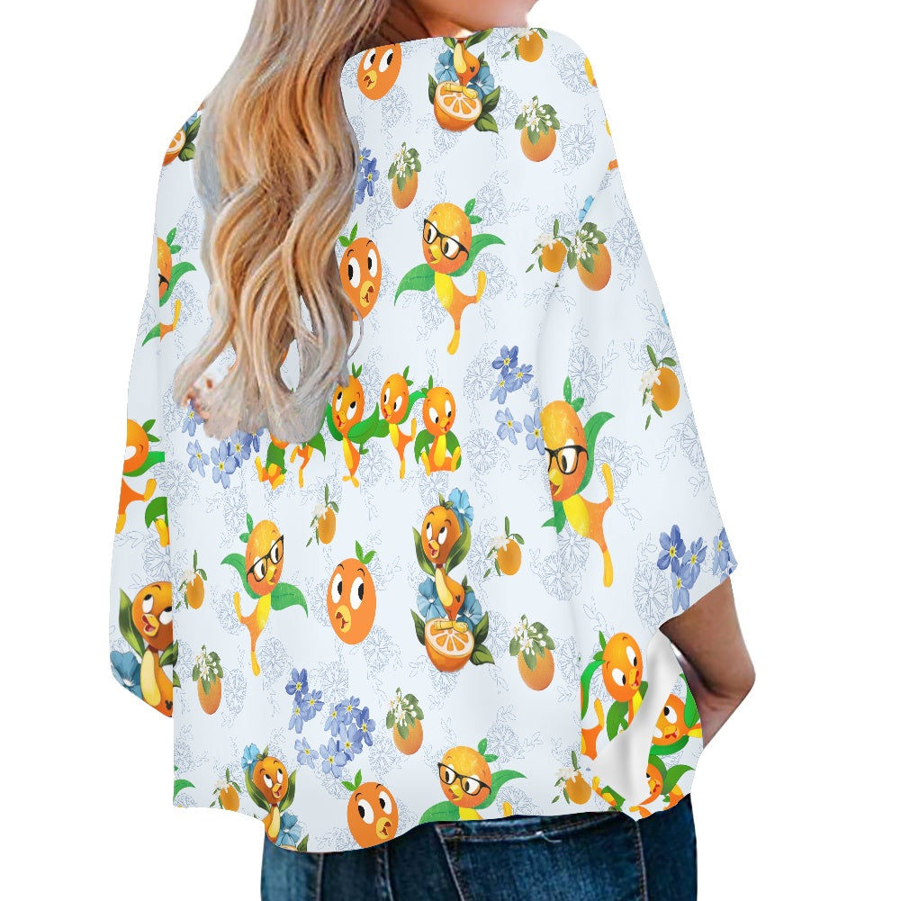 Classic Orange Bird Women‘s’ V-neck Streamers Blouse