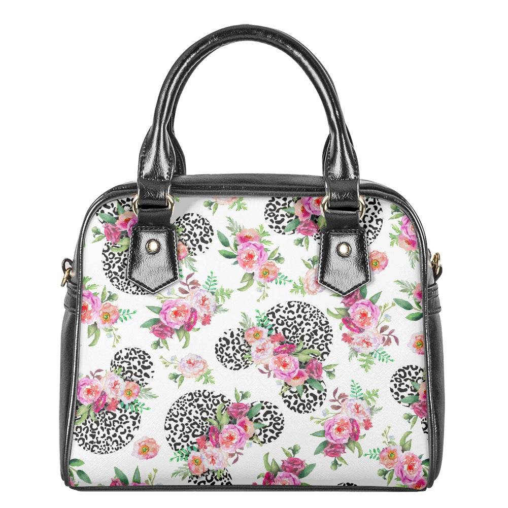 Floral Cheetah White Bowler Bag