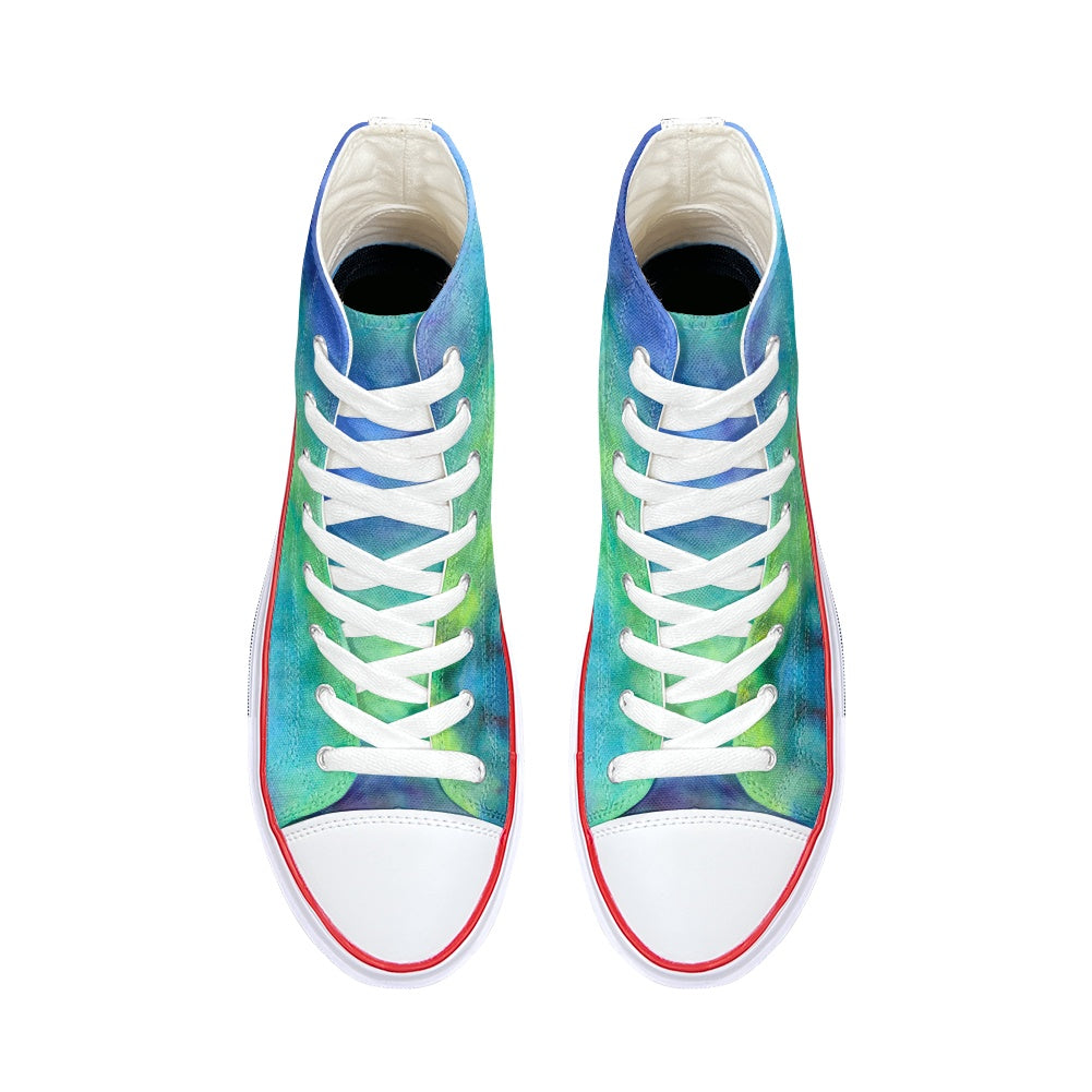 Aqua Tie Dye High Top Canvas Shoes