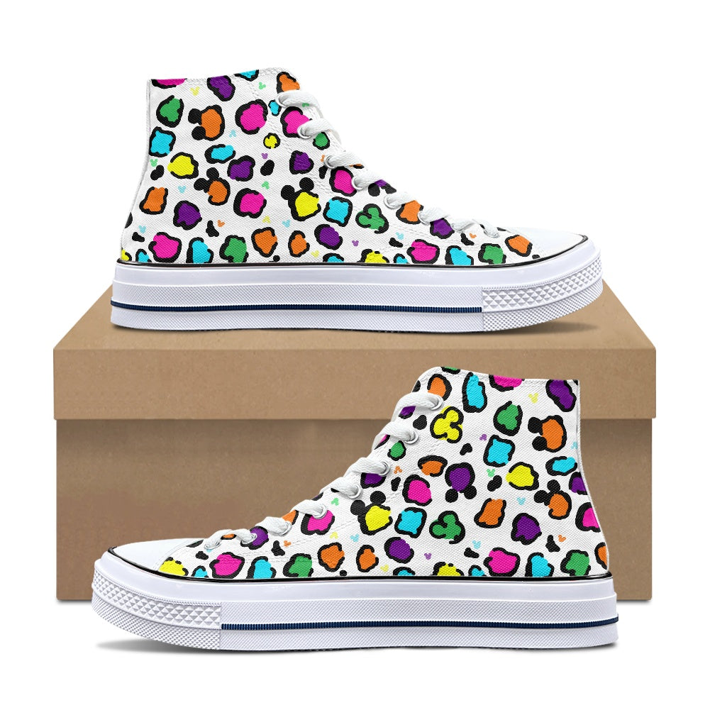 Neon Spots High Top Canvas Shoes