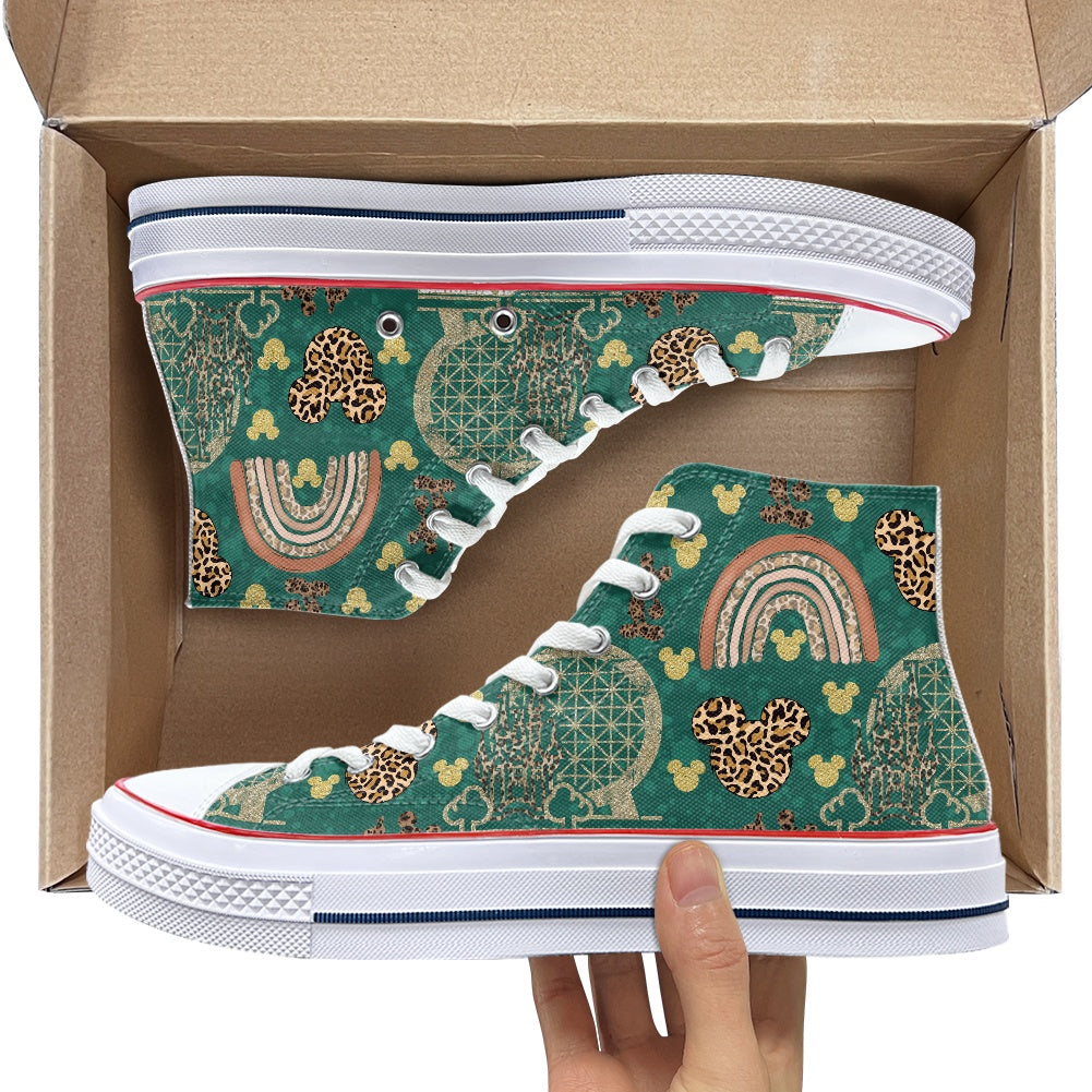 Cheetah Rainbow High Top Canvas Shoes