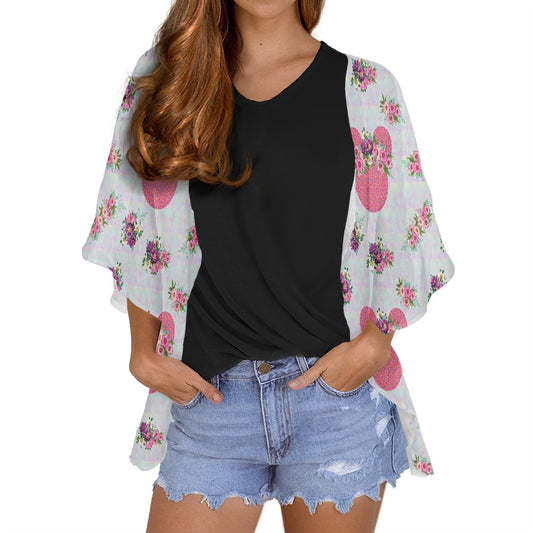 Pink Floral Crown Women's cardigan chiffon shirt