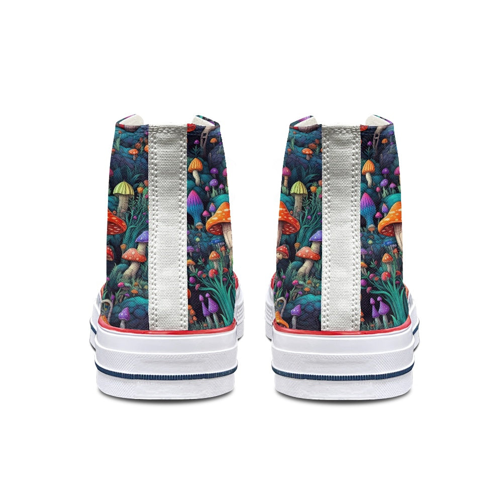 Neon Mushrooms High Top Canvas Shoes