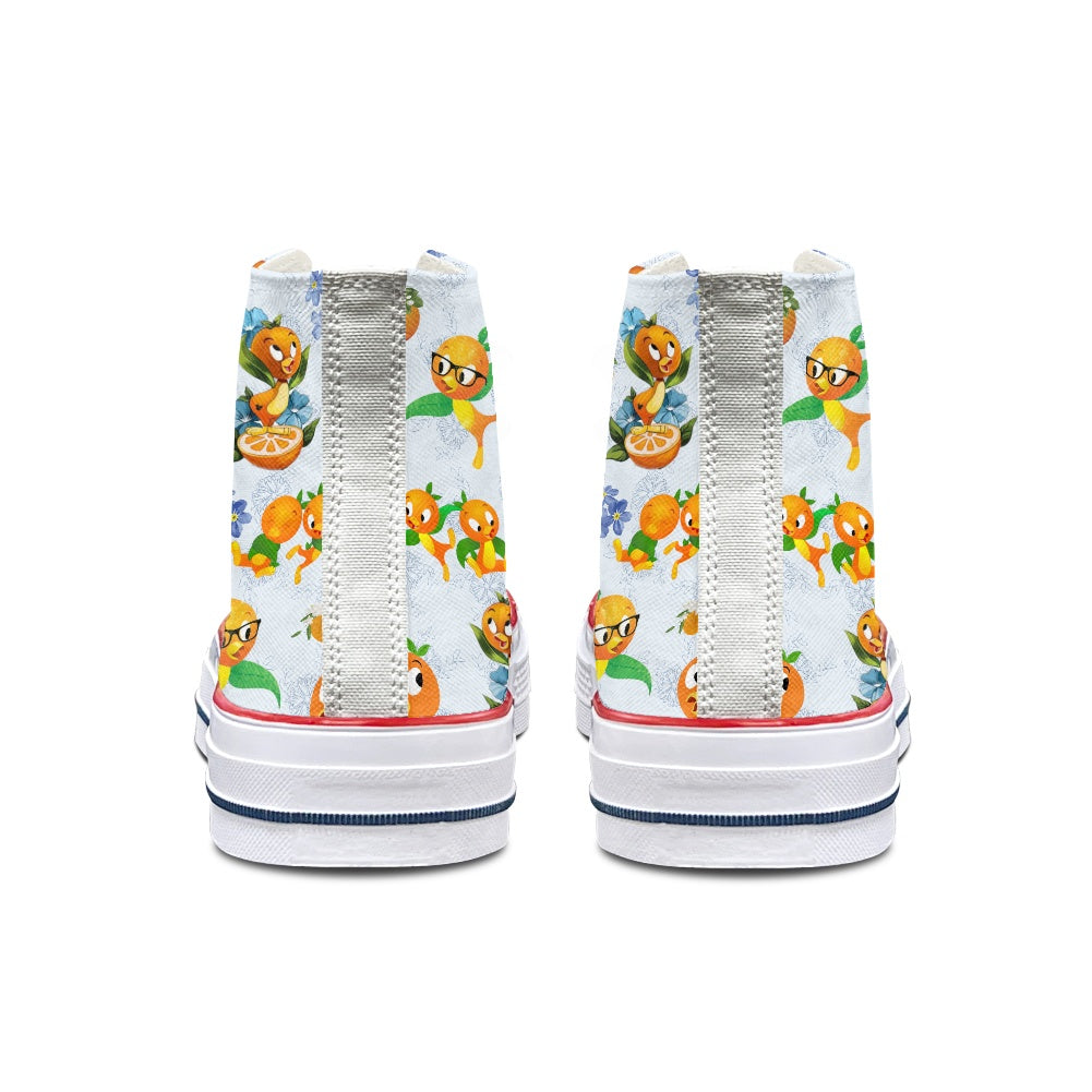 Classic Orange Bird High Top Canvas Shoes