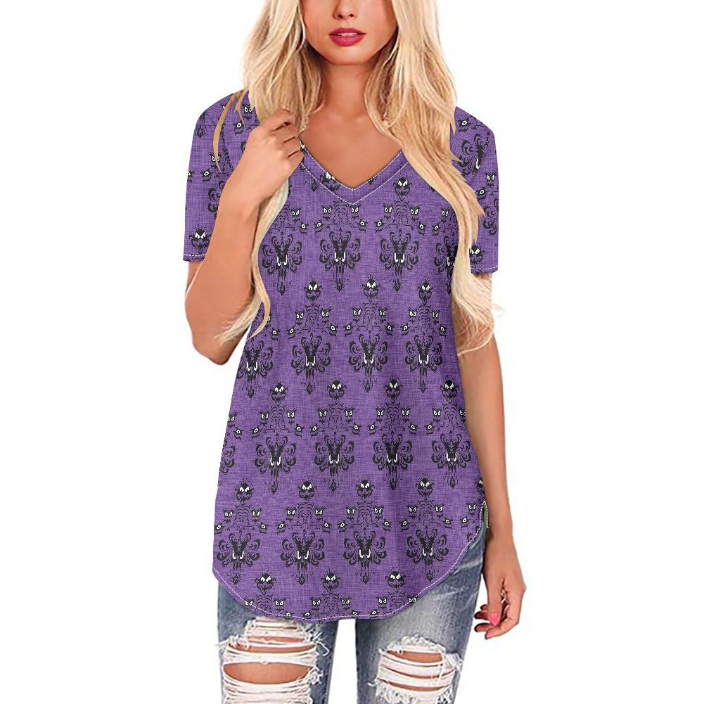 HM Wallpaper Fabric Women's V-neck Top