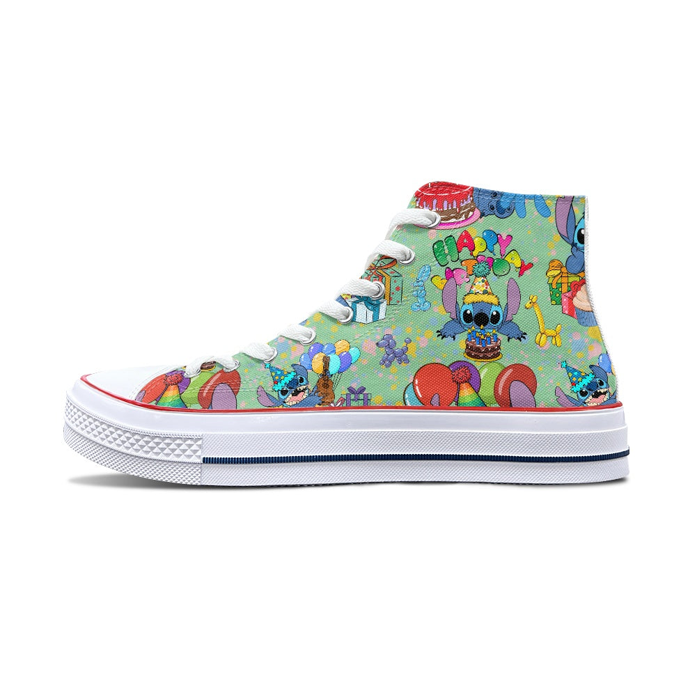 Birthday Alien High Top Canvas Shoes