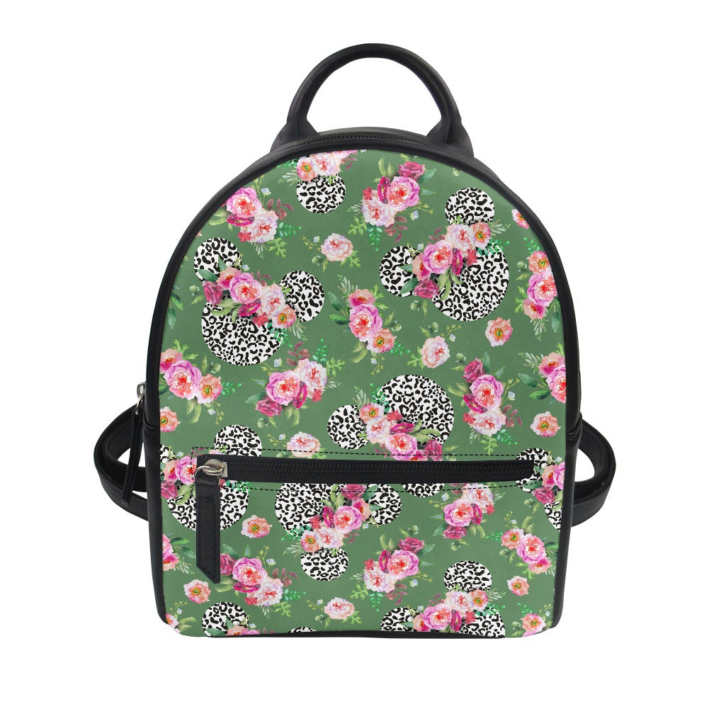 Floral Cheetah Green Small Backpack