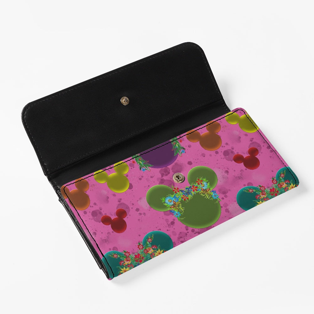 Neon Floral Ears Long Folding Wallet