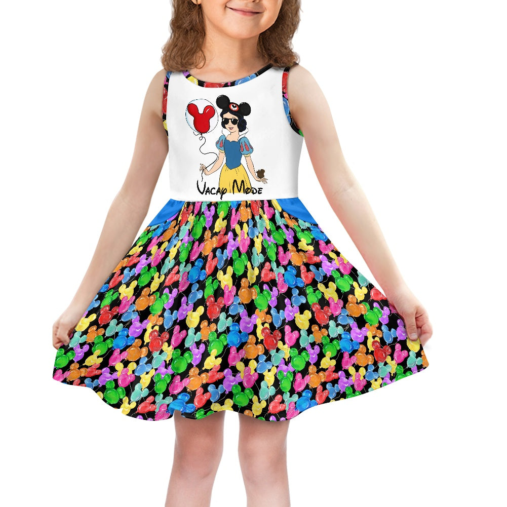 Mouse Balloons- Snow- Girl's dress with pockets