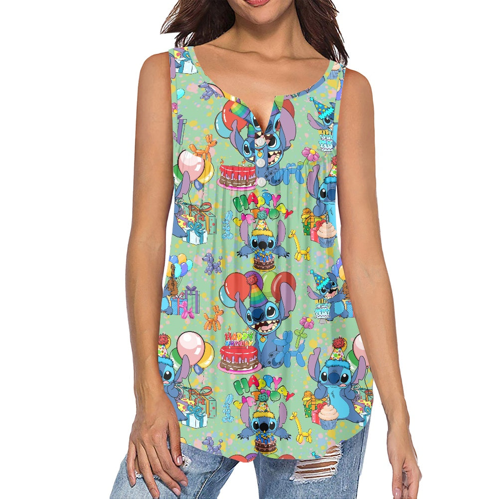 Birthday Alien Women's Sleeveless V-Neck Top