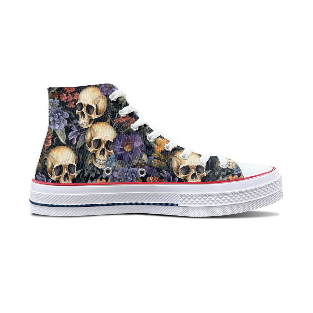 Floral Skulls High Top Canvas Shoes