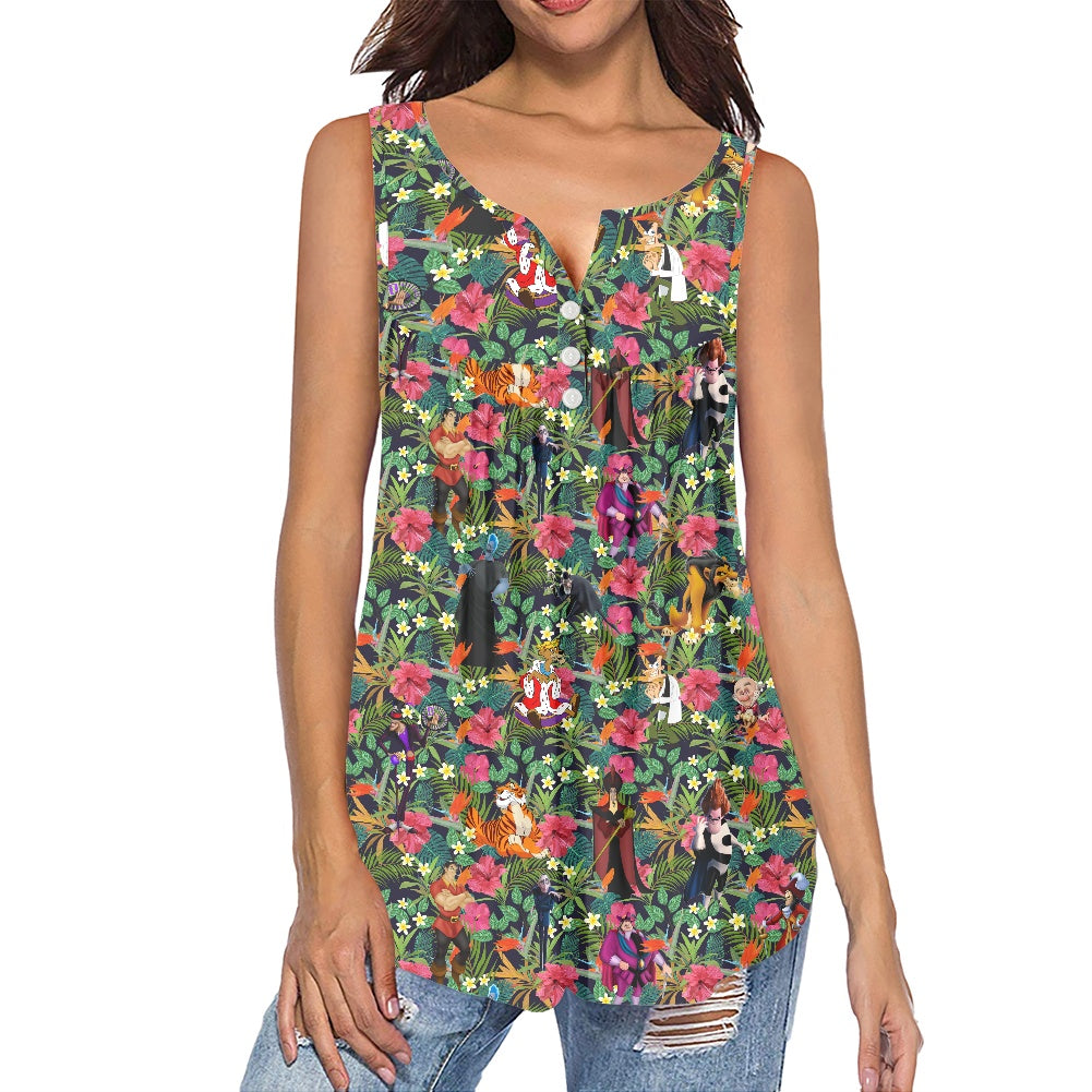 Tropical Male Villains Women's Sleeveless V-Neck Top