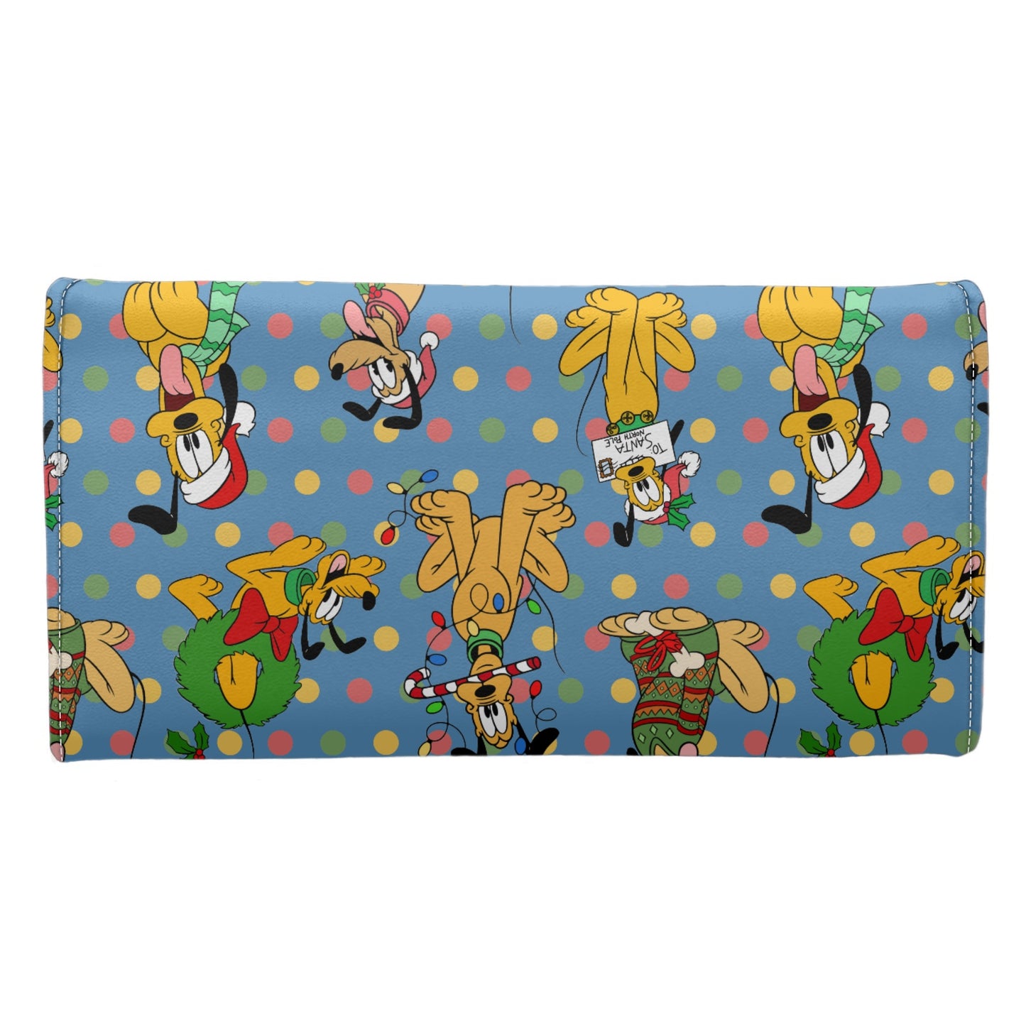 Christmas Pup Long Folding Wallet