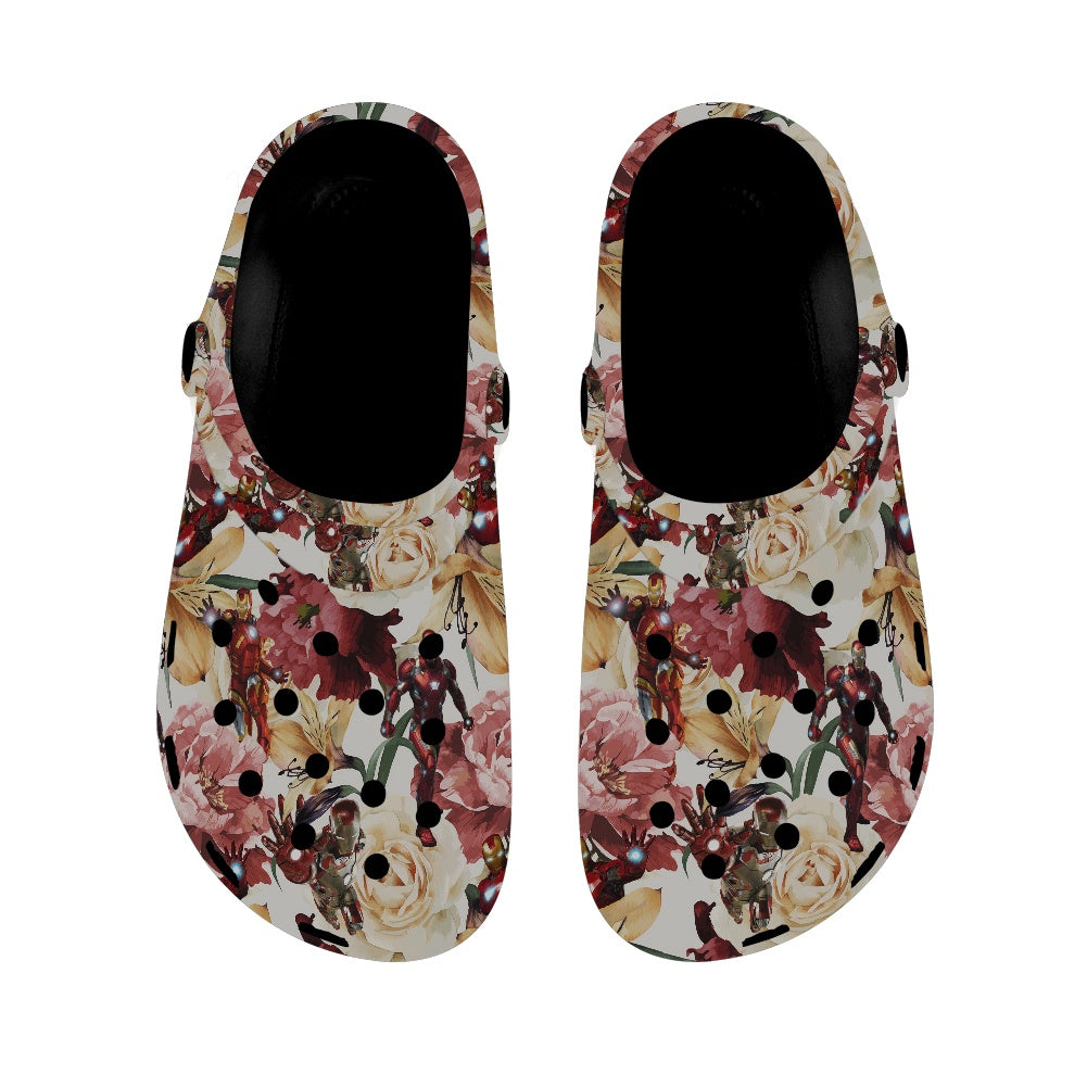 Floral Iron Crocs Black Sole