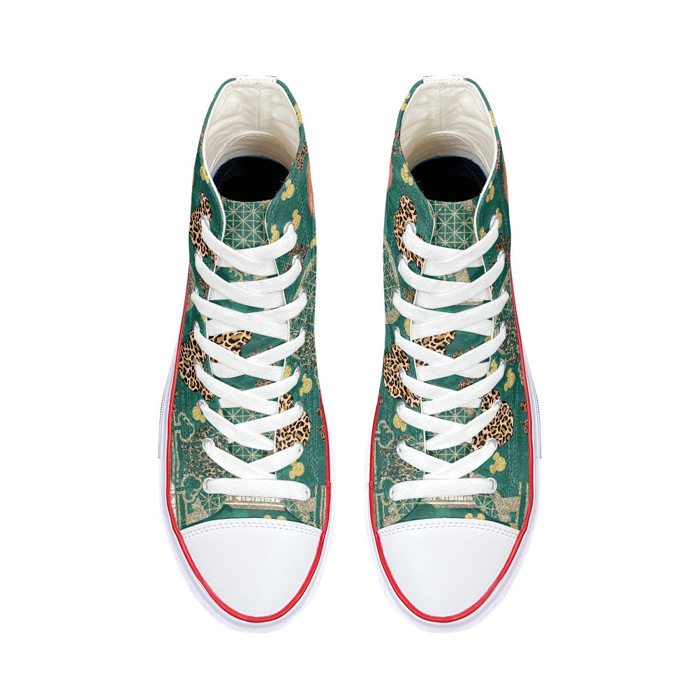 Cheetah Rainbow High Top Canvas Shoes