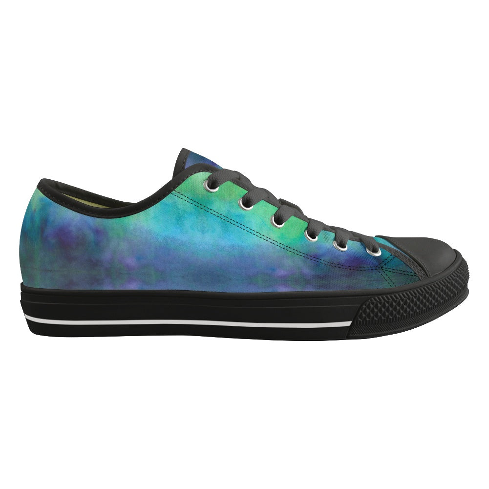 Aqua Tie Dye Adult Classic Low Top Canvas Shoes-Heavy Bottom