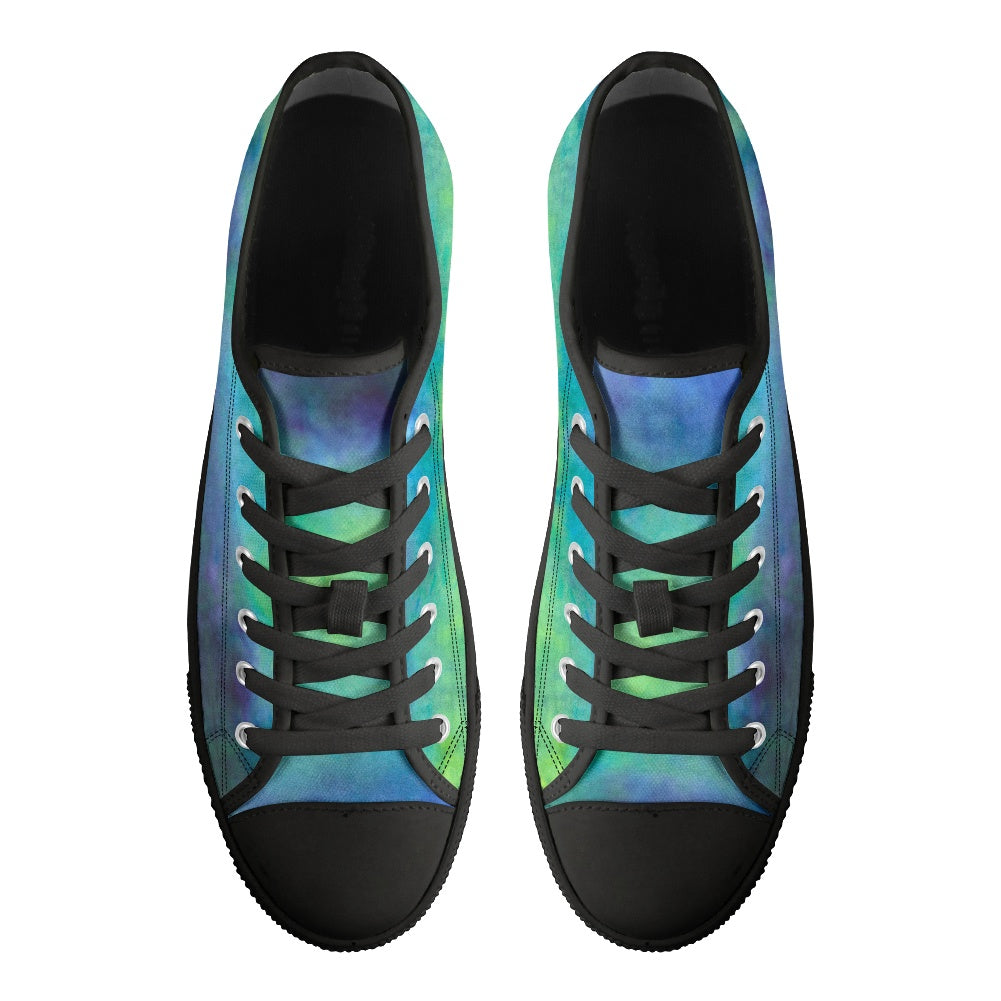 Aqua Tie Dye Adult Classic Low Top Canvas Shoes-Heavy Bottom