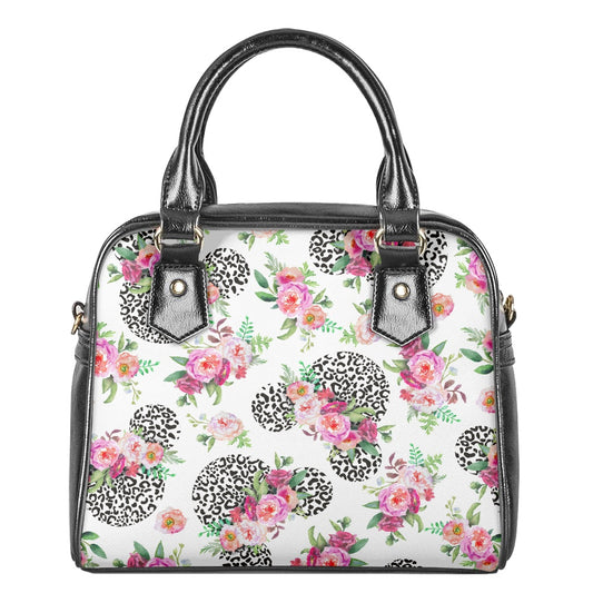 Floral Cheetah White Bowler Bag