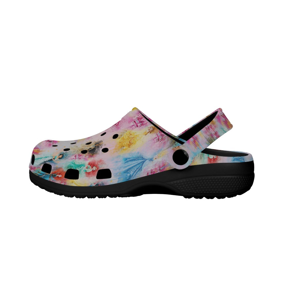 Princess Splatter Adult Crocs Black Sole