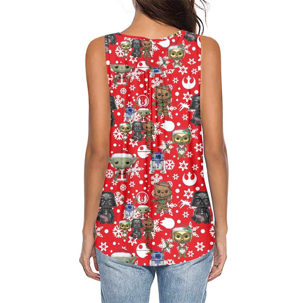 SW Pop Christmas Women's Sleeveless V-Neck Top