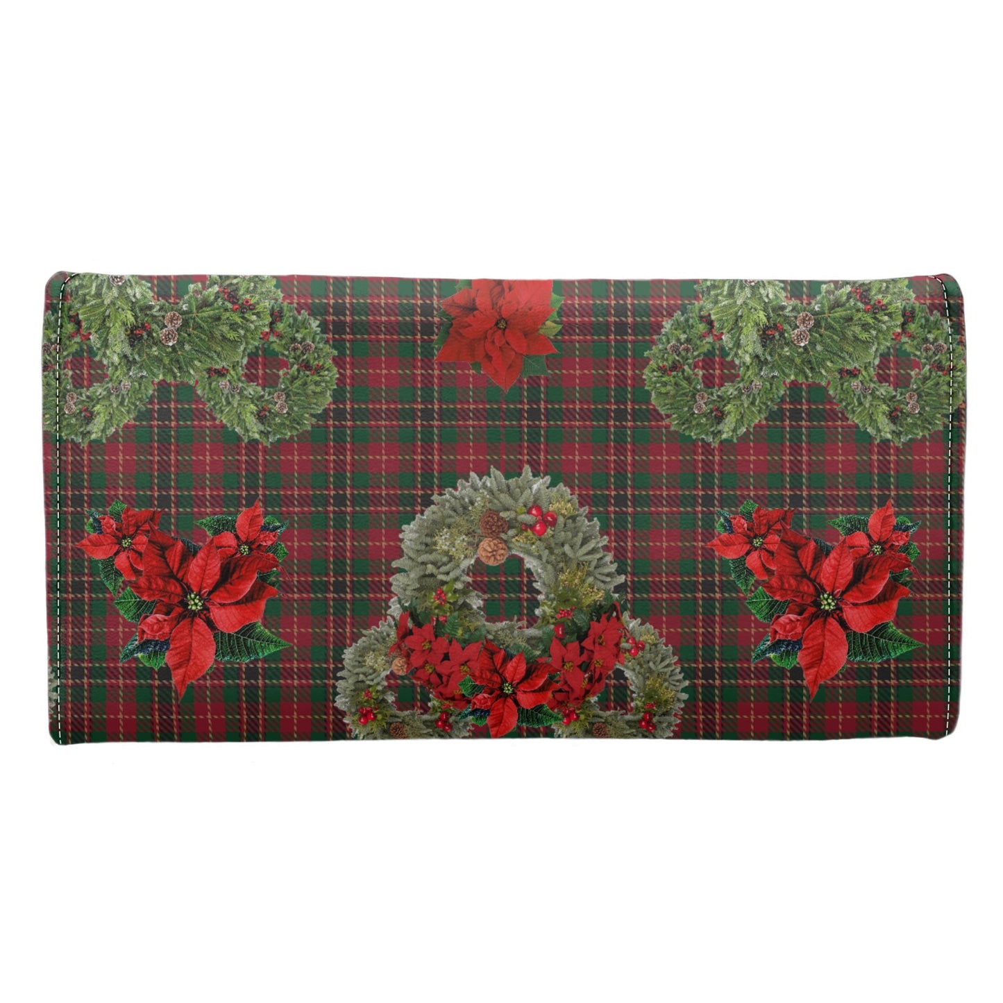 Christmas Wreaths Long Folding Wallet