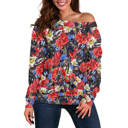 Floral Cap Women's one-shoulder top