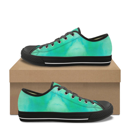 Aqua Tie Dye Light Adult Classic Low Top Canvas Shoes-Heavy Bottom