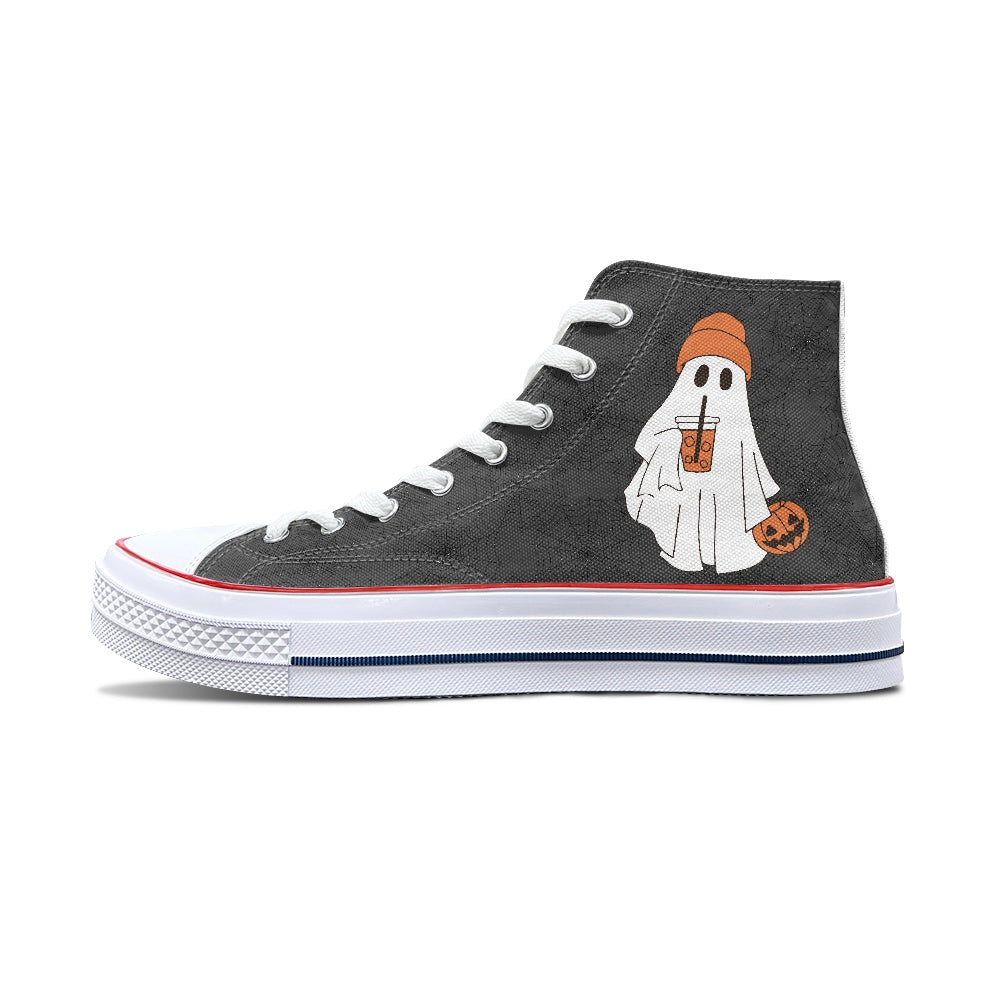 Spooky Coffee High Top Canvas Shoes