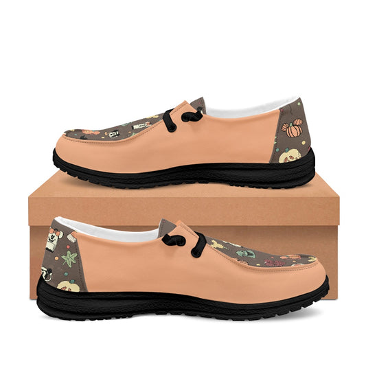 Boho Halloween Brown Men's Lace Up Loafers