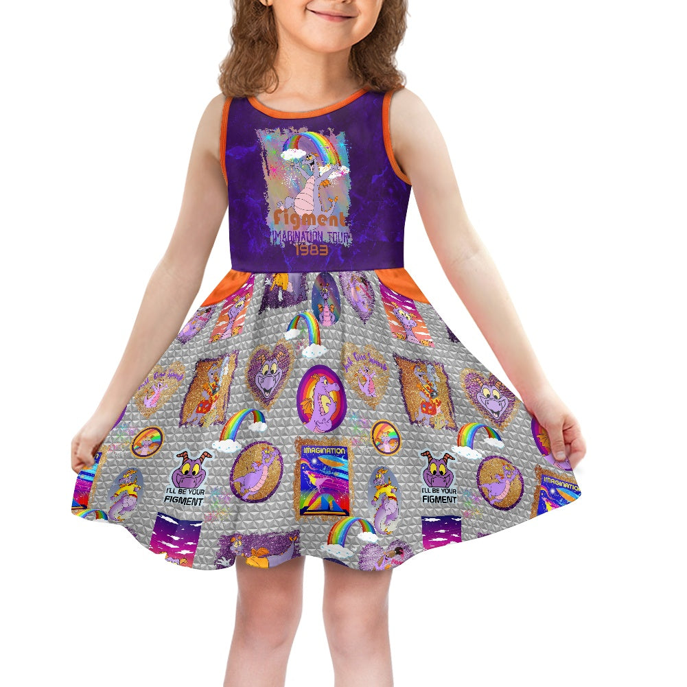 Purple Dragon Girl's dress with pockets