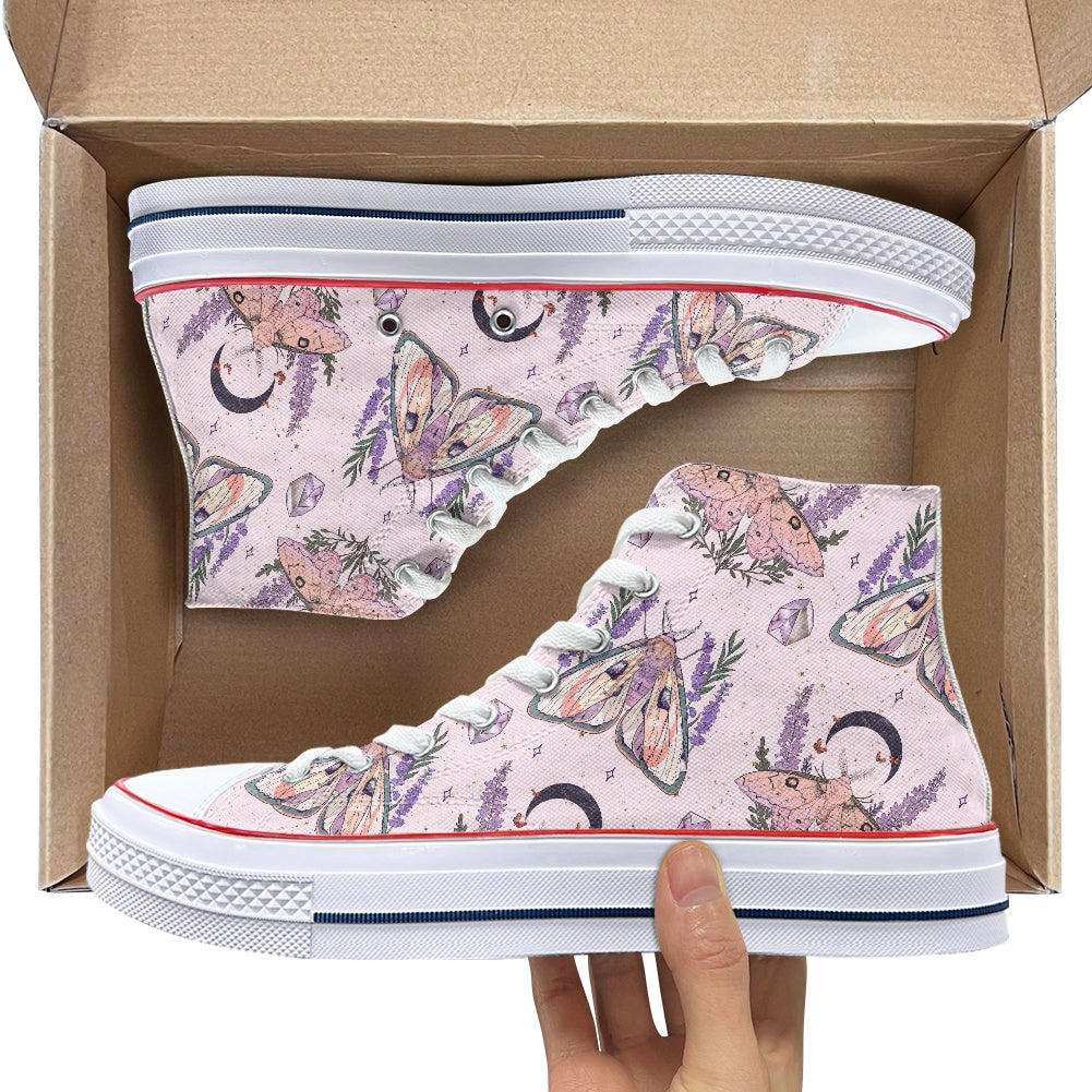 Lunar Moth Pastel High Top Canvas Shoes