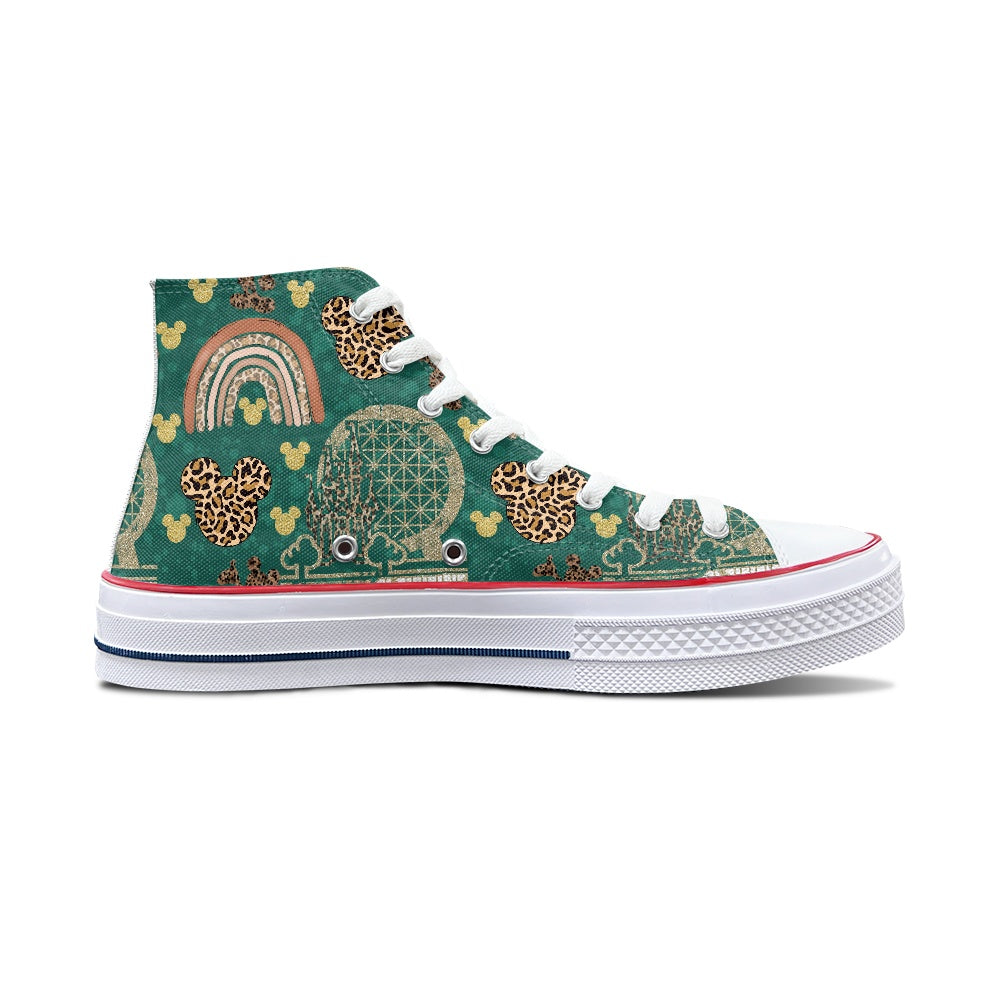 Cheetah Rainbow High Top Canvas Shoes