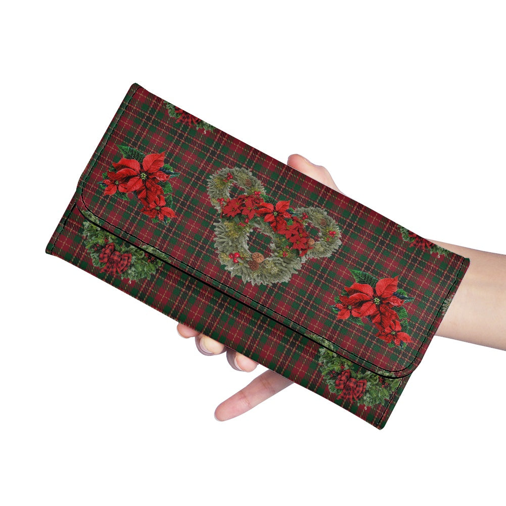 Christmas Wreaths Long Folding Wallet